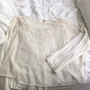Free People Sheer Embroidered Blouse
